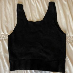 Black knit crop top from Lou & Grey